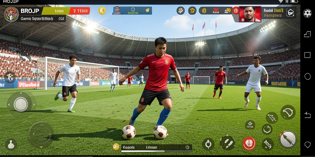 Gameplay BROJP yang menarik dan penuh aksi sepak bola.