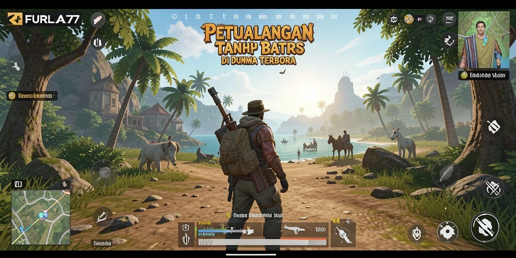 Screenshot gameplay <strong>FURLA77</strong> menunjukkan aksi eksplorasi yang mendebarkan.