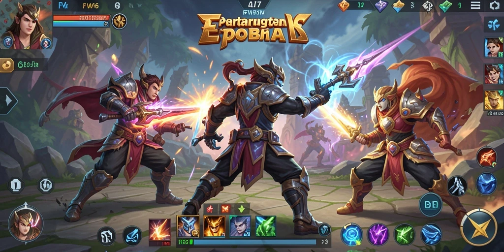 Screenshot gameplay <strong>FW66</strong> yang menunjukkan aksi tim dalam pertempuran MOBA.