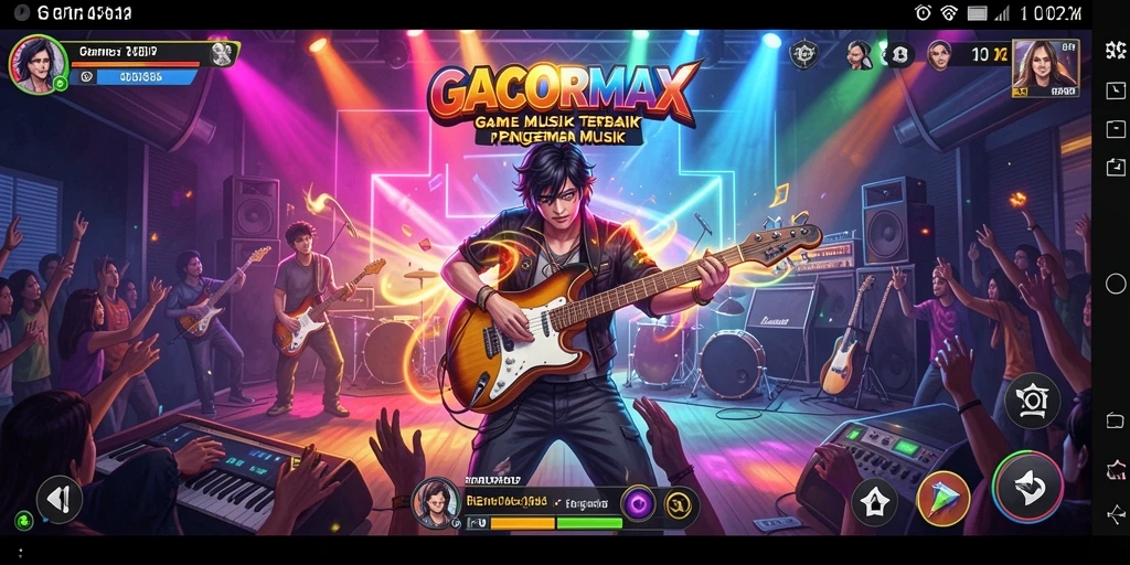 Screenshot utama GACORMAX menampilkan gameplay musik yang seru.