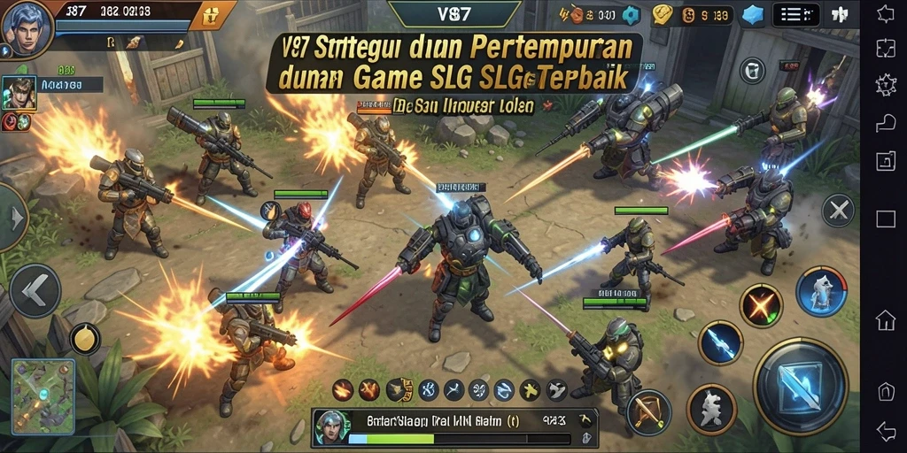 Tangkapan layar utama V87 menampilkan pertempuran strategis yang intens.