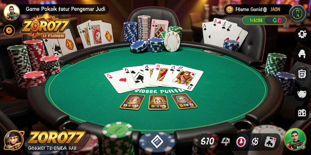 Screenshot ZORO77 menampilkan gameplay poker yang menarik dan interaktif.